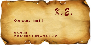 Kordos Emil névjegykártya